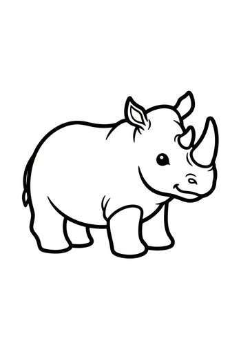 Cute Rhino Coloring Page For Kids