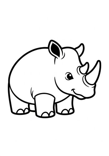 Cute Rhino Coloring Page For Kids
