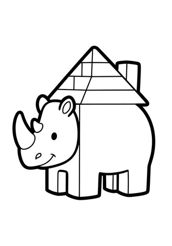 Cute Rhino House Coloring Page