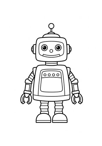Cute Robot Coloring Page For Kids