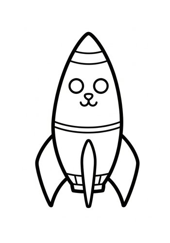 Cute Rocket Coloring Page For Kids