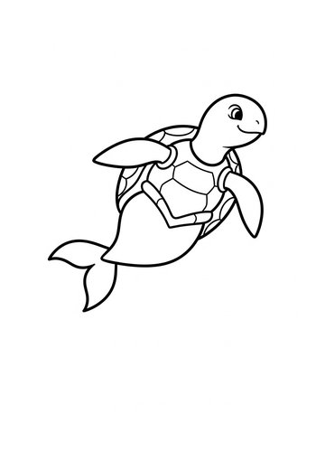 Cute Sea Turtle Coloring Page For Kids