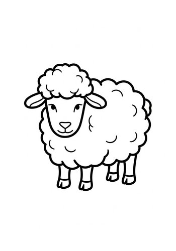 Cute Sheep Coloring Page For Kids