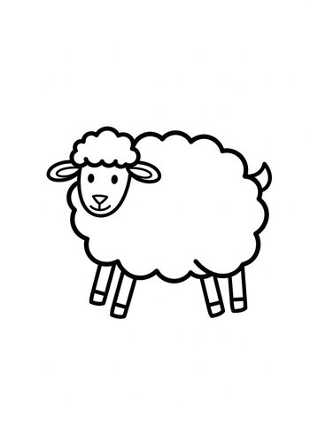 Cute Sheep Coloring Page For Kids