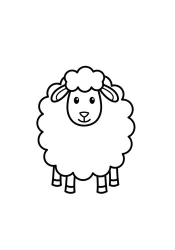 Cute Sheep Coloring Page For Kids