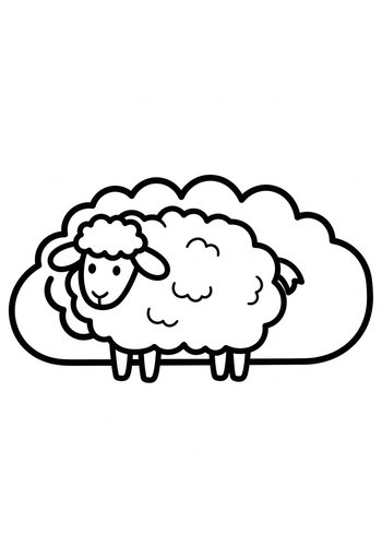Cute Sheep Coloring Page For Kids