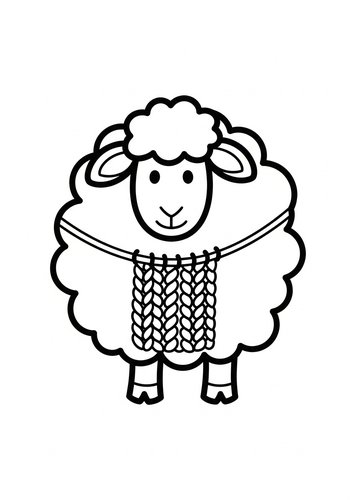 Cute Sheep Coloring Page For Kids