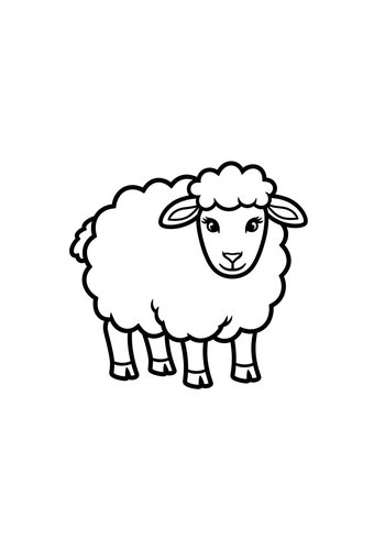 Cute Sheep Coloring Page For Kids