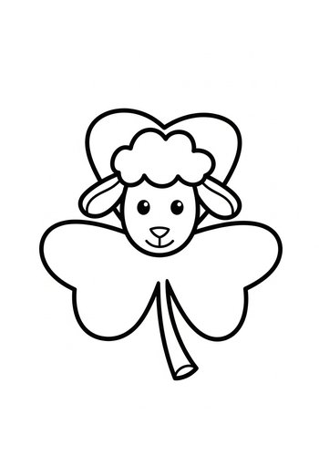Cute Sheep Shamrock Coloring Page