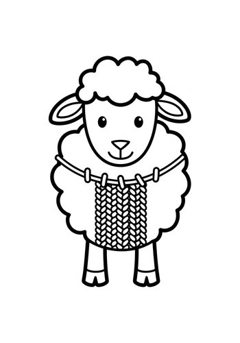 Cute Sheep With Scarf Coloring Page