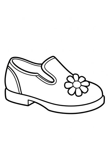 Cute Shoe With Flower Coloring Page