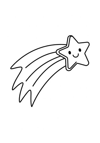 Cute Shooting Star Coloring Page