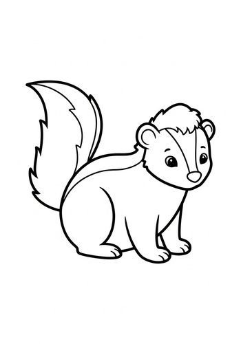 Cute Skunk Coloring Page For Kids
