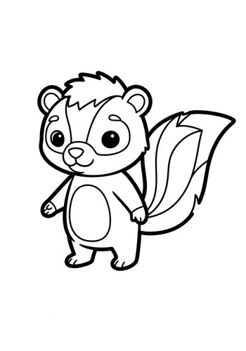 Cute Skunk Coloring Page For Kids