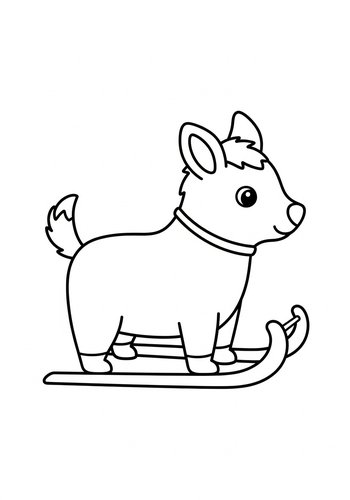 Cute Sledding Deer Coloring Page