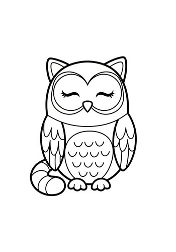 Cute Sleeping Owl Coloring Page For Kids