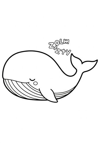 Cute Sleeping Whale Coloring Page