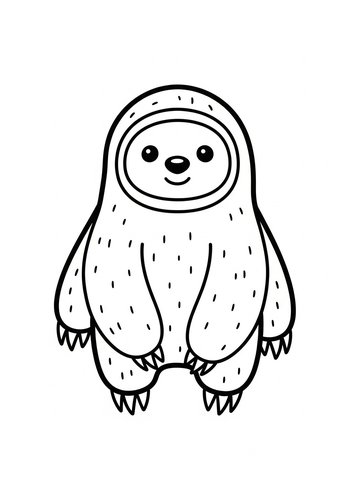 Cute Sloth Coloring Page For Kids