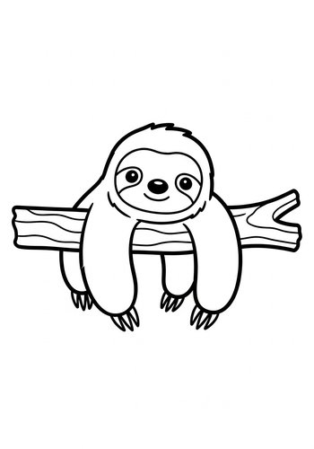Cute Sloth On A Branch Coloring Page