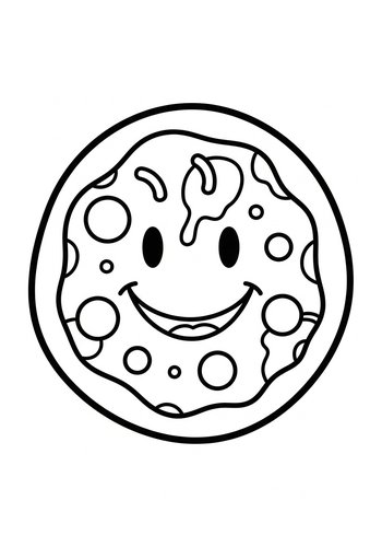 Cute Smiling Pizza Coloring Page For Kids