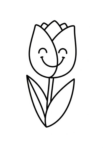 Cute Smiling Tulip Coloring Page