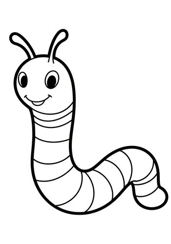 Cute Smiling Worm Coloring Page