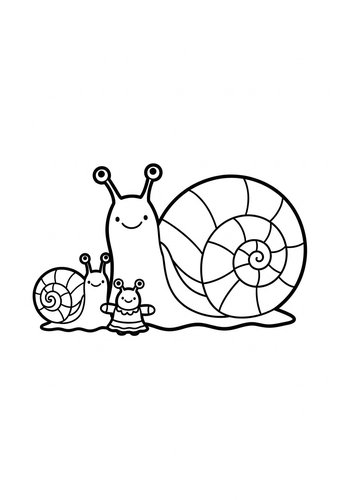 Cute Snail Family Coloring Page