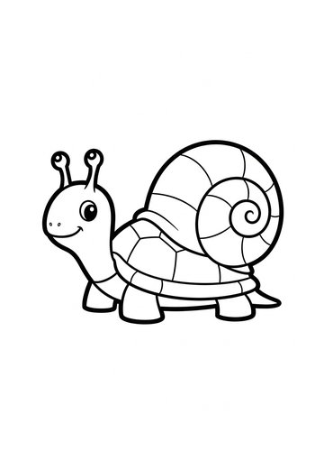 Cute Snail Turtle Coloring Page