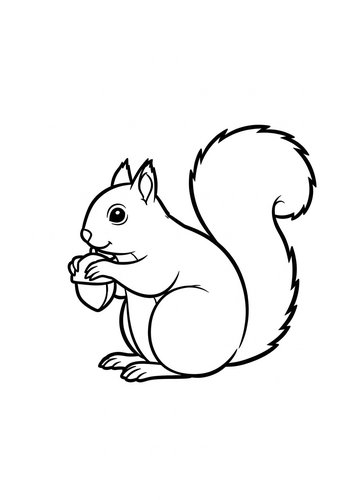 Cute Squirrel Coloring Page: An Acorn Adventure