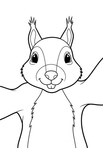 Cute Squirrel Coloring Page For Kids