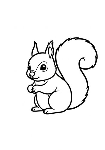 Cute Squirrel Coloring Page For Kids