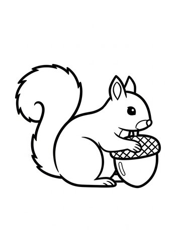 Cute Squirrel Coloring Page For Kids