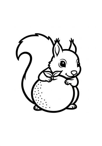 Cute Squirrel Coloring Page For Kids