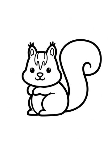 Cute Squirrel Coloring Page: Forest Fun