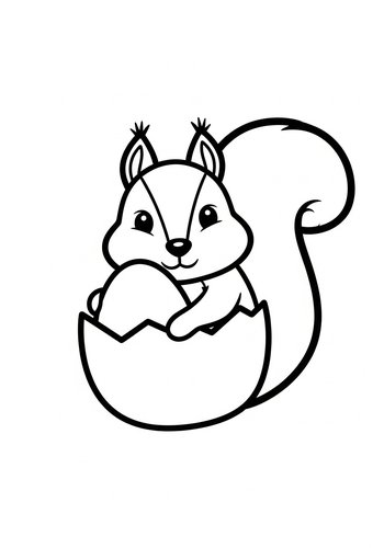 Cute Squirrel In Egg Coloring Page