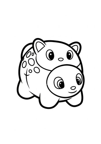 Coloring Page: Cute Stacked Animal Coloring Page
