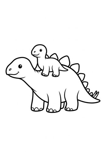 Cute Stegosaurus Family Coloring Page