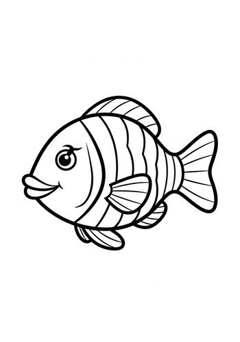 Cute Striped Fish Coloring Page