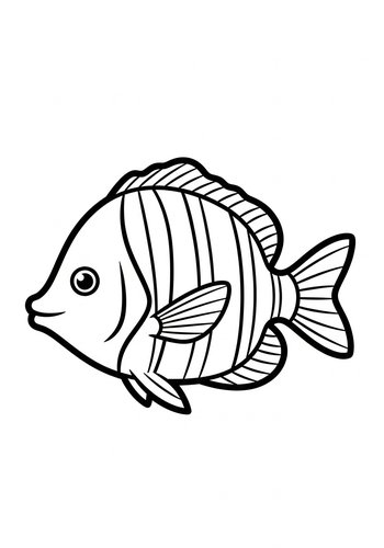 Cute Striped Fish Coloring Page For Kids
