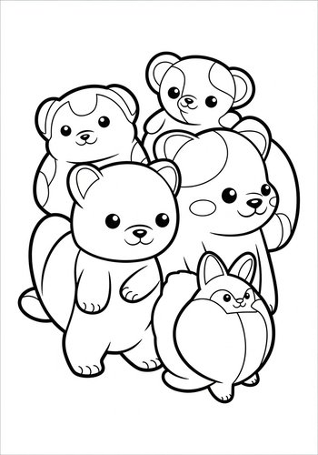 Cute Stuffed Animals Coloring Page