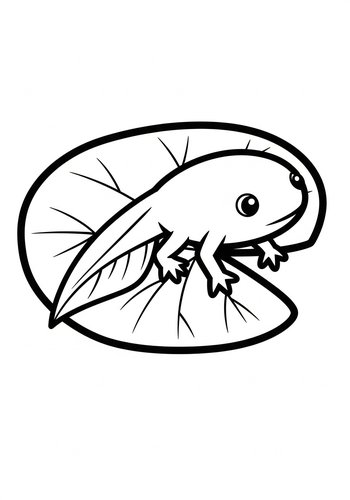 Cute Tadpole On Lily Pad Coloring Page