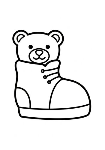 Cute Teddy Bear In Boot Coloring Page