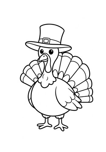 Cute Thanksgiving Turkey Coloring Page