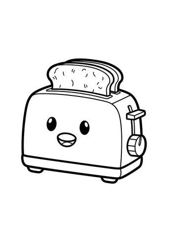 Cute Toaster Coloring Page For Kids