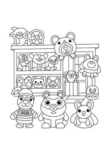 Cute Toy Shelf Coloring Page
