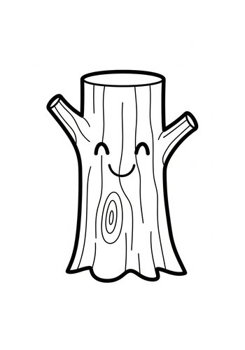 Cute Tree Stump Coloring Page For Kids