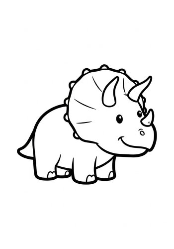 Cute Triceratops Coloring Page For Kids