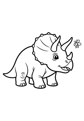 Cute Triceratops Coloring Page For Kids