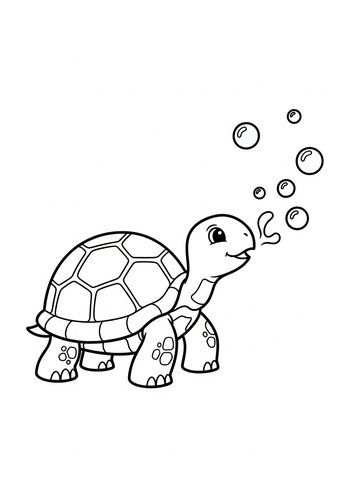 Cute Turtle Bubbles Coloring Page