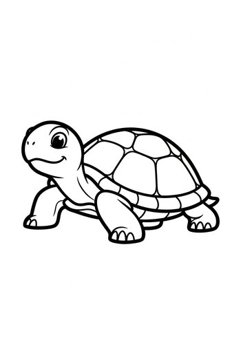 Cute Turtle Coloring Page For Kids